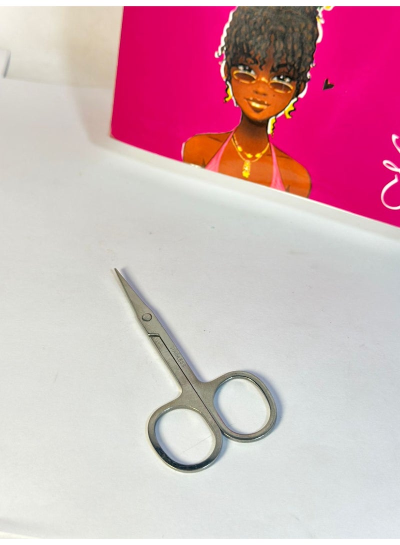 Stainless Steel Scissors with Sharp Curved Blades for Eyebrows, Facial Hair, False Eyelashes 1PC - Image 5